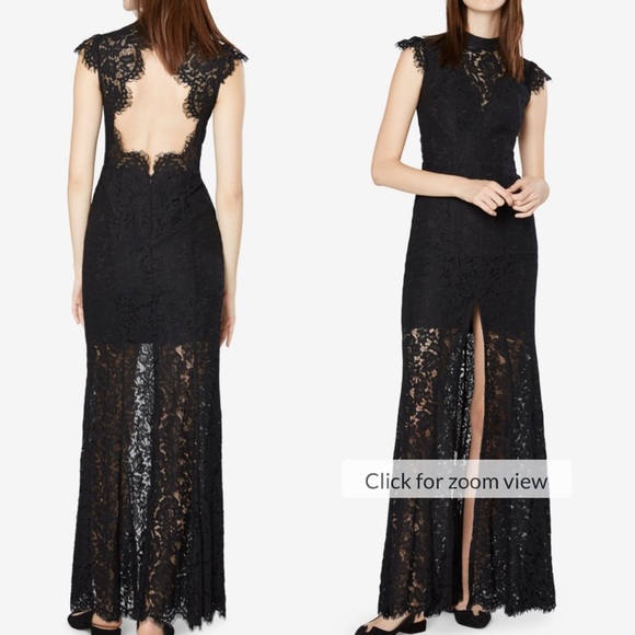 Fame and Partners Dresses & Skirts - Fame and Parntners Elegant Black Lace Evening Gown open back size 4